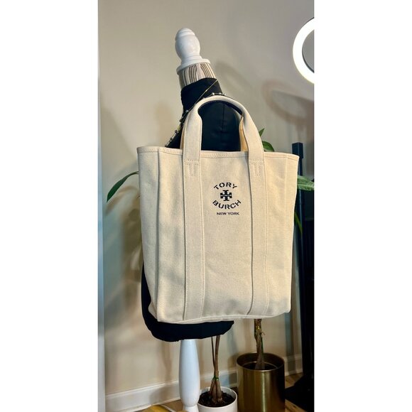 NEW WITH TAGS AUTHENTIC TORY BURCH CANVAS TOTE BAG - Picture 10 of 10